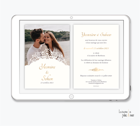 faire-part mariage numérique-faire part mariage digital-faire part numérique-pdf numérique-faire part mariage-faire-part à envoyer par mms-par mail-réseaux sociaux-whatsapp-facebook-messenger-chic-rafiné-elegant-photo-dentelle-oriental-doré-