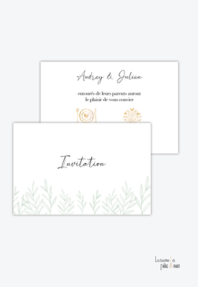 Carton invitation mariage-Invitation mariage- pictogrammes dorés-végetal-