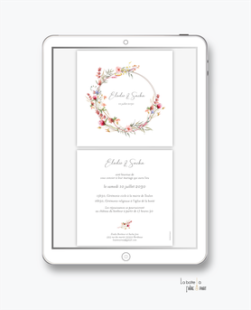 faire-part mariage numérique-faire part mariage digital-faire part numérique-faire part mariage -faire-part à envoyer par mms-par mail-réseaux sociaux-whatsapp-facebook-messenger-couronne fleurs champêtre-fleurs des champs-