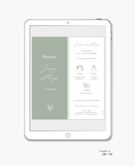 faire-part mariage numérique-faire part mariage digital-faire part numérique-faire-part mariage -faire-part à envoyer par mms-par mail-réseaux sociaux-whatsapp-facebook-messenger- pictogramme-chic-raffiné-elegant-simple-vert sauge-timeline