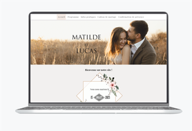 Site internet de mariage-Site pour mariés-Site de mariage -Site internet de mariage-wedding website - assorti au faire-part - bouquet champêtre-fleurs-fougére-pictogramme