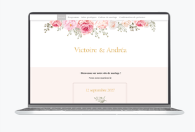 Site internet de mariage-Site pour mariés-Site de mariage - wedding websit- assorti au faire-part--roses-gypsophile-pivoines-doré-chic-bouquet de roses-fleurs