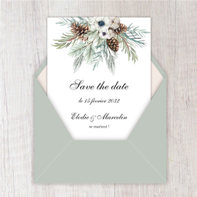 Save the date mariage gif animé-Save the date mariage virtuel-Save the date mariage digital-Save the date mariage numérique animé-à envoyer via les réseaux sociaux-whatsapp-facebook-messenger-mms-pigne de pin-branche pin-noël-pomme de pin-hiver