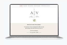 Site internet de mariage-Site de mariage-wedding site- assorti au faire-part-brin d'olivier- epuré-noir et blanc-monogramme-simple
