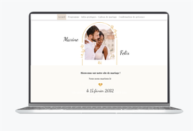 Site internet de mariage-Site pour mariés-Site de mariage-site internet de mariage- wedding website-assorti au faire-part-oriental-dentelle-or-doré-photo-ecru-marocain-fleurs-arche-coeur