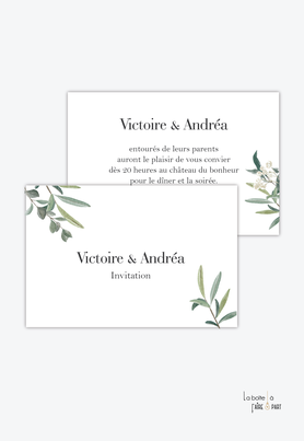 Carton invitation mariage-Invitation mariage-champêtre-branchage-olivier-branche d'olivier