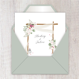 Faire-part mariage gif animé-faire-part mariage virtuel- faire part mariage -faire-part mariage numérique animé-électronique-à envoyer via les réseaux sociaux-whatsapp-facebook-messenger-mms-video-mariage laïque-arche-fleur-lanterne-voilage-tenture-sauge