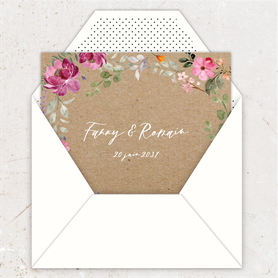 Faire-part mariage gif animé-faire-part mariage virtuel- faire part mariage digital-numérique animé-électronique-vidéo-à envoyer via les réseaux sociaux-whatsapp-facebook-messenger-mms-kraft-fleurs colorées-pivoines-champêtre-fleuri-carré