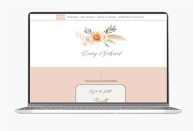 Site internet de mariage-Site pour mariés-Site de mariage - wedding website-assorti au faire-part-couleur terracotta-peche-champêtre-pampa-pivoines-eucalyptus-rose-