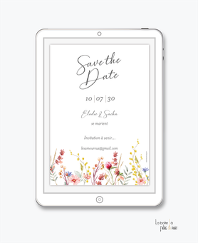 Save the date mariage numérique-Save the date mariage digital-Save the date numérique-pdf numérique-Save the date mariage electronique -Save the date à envoyer par mms-par mail-réseaux sociaux-whatsapp-facebook-messenger-arche-cérémonie laïque-fleurs