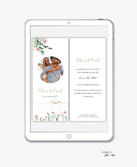faire-part-mariage-numérique-faire-part-mariage-digital-faire-part-numérique-pdf-numérique-faire-part-mariage-faire-part-à-envoyer-par-mms-par-mail-réseaux-sociaux-whatsapp-facebook-messenger-fleurs-champêtre-bouquet-de-fleur-noeud-photo