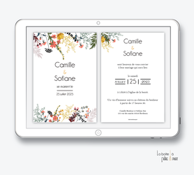 faire-part-mariage-numérique-faire-part-mariage-digital-faire-part-numérique-pdf-numérique-faire-part-mariage mariage-faire-part-à-envoyer-par-mms-par-mail-réseaux-sociaux-whatsapp-facebook-messenger-bouquet-champêtre-bohème-végetal-fleur-des-champs.