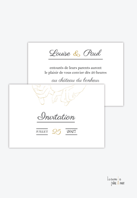 Carton invitation mariage-Invitation mariage-romantique-chic-mains au traits-dessin esquisse