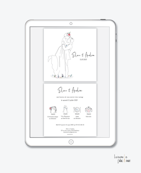 faire-part mariage-faire part mariage digital-faire part mariage numerique-faire-part à envoyer par mms-par mail-réseaux sociaux-whatsapp-facebook-messenger-dessin au trait-faire-part mariage au trait-esquisse-timeline