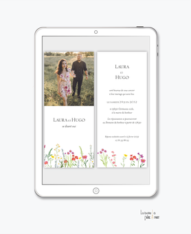 faire-part mariage-faire-part mariage numérique-faire part mariage digital-faire part numérique-electronique -faire-part à envoyer par mms-par mail-réseaux sociaux-whatsapp-facebook-messenger-fleurs des champs-bouquet de fleurs-champêtre-coquelicot-