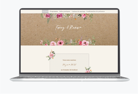 Site internet de mariage-Site de mariage-wedding website-assorti au faire-part-kraft-fleurs colorées-pivoines-champêtre-fleuri
