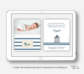 Carte Remerciement Naissance Fille Bébé Ourse