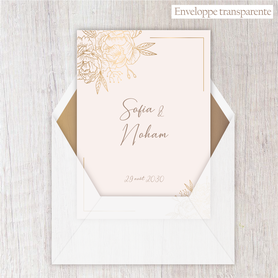 Faire-part mariage gif animé-faire-part mariage virtuel- faire part mariage digital-faire-part mariage numérique animé-électronique-à envoyer via les réseaux sociaux-whatsapp-facebook-messenger-mms-fleurs-pivoines-rose-chic-elegant-raffiné-doré-or