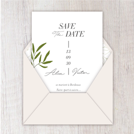 Save the date mariage gif animé- Save the date mariage virtuel-Save the date mariage digital-Save the date mariage numérique animé-électronique-à envoyer via les réseaux sociaux-whatsapp-facebook-messenger-mms-brin d'olivier- epuré-noir blanc-minimaliste