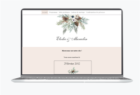 Site internet de mariage-Site pour mariés-Site de mariage-Site internet de mariage-wedding website-assorti au faire-part-couronne-noël-hiver-pigne de pin-branche de pin