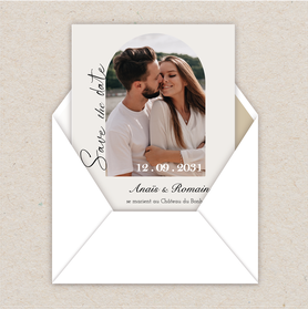 Save the date mariage gif animé- Save the date mariage virtuel-Save the date mariage digital-Save the date mariage numérique animé-à envoyer via les réseaux sociaux-whatsapp-facebook-messenger-mms-arche-photo-creme-chic-simple-couleur nude-minimaliste