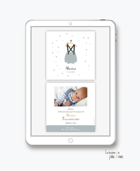 faire-part naissance garçon numérique-faire part digital-faire part numérique-imprimable-pdf numérique-faire part connecté-petit habit -vetement-bloomer bleu-faire-part à envoyer par sms-mms-par mail-réseaux sociaux-whatsapp-facebook- via smartphone