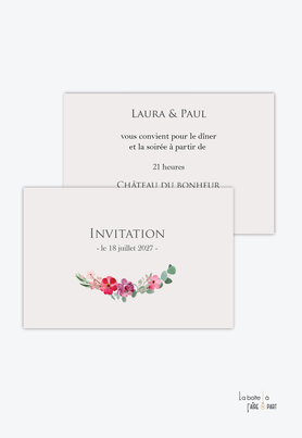 Carton invitation mariage-Invitation mariage-romantique- eucalyptus-fleurs-pivoine-couronne végétale-champêtre