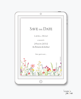 Save the date mariage numérique-Save the date mariage digital-Save the date numérique-pdf-Save the date mariage electronique -Save the date à envoyer par mail-réseaux sociaux-whatsapp-facebook-dégradé rose-branche de laurier-doré-feuille palmier