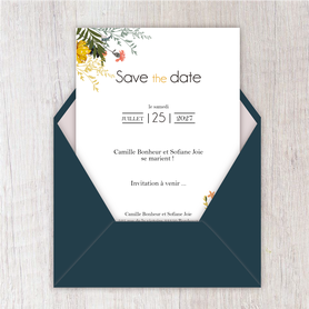 Save the date mariage gif animé- Save the date mariage virtuel-Save the date mariage digital-Save the date mariage numérique animé-électronique-à envoyer via les réseaux sociaux-whatsapp-facebook-messenger-mms-bohême chic-bouquet de fleurs