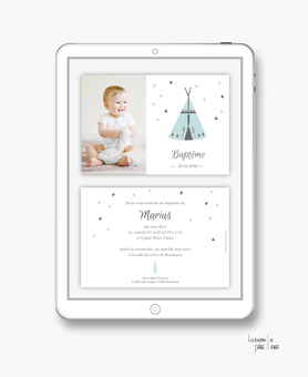 faire part bapteme garçon numérique-faire part bapteme garçon digital-électronique-fichier Pdf-tipi-à imprimer soi même