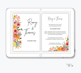 faire-part mariage numérique-faire part mariage digital-faire part mariage-faire part mariage electronique -faire-part à envoyer par mms-par mail-réseaux sociaux-whatsapp-facebook-messenger-fleur colorée-citron-orange-agrume-fruits-eucalyptus-coquelicot