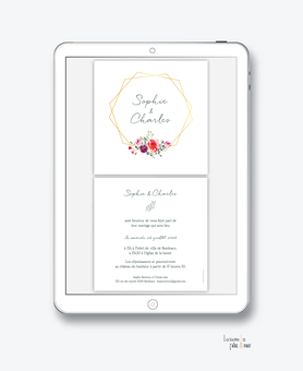 faire-part mariage numérique-faire part mariage digital-faire part numérique-pdf numérique-faire part mariage-faire-part à envoyer par mms-par mail-réseaux sociaux-whatsapp-facebook-messenger-fleurs-pivoine-bouquet champêtre-formes hexagonal