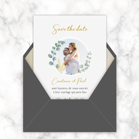 Save the date mariage gif animé- Save the date mariage virtuel-Save the date mariage digital-Save the date mariage numérique animé-électronique-à envoyer via les réseaux sociaux-whatsapp-facebook-messenger-mms-video-bohême-photo-eucalyptus-paillette