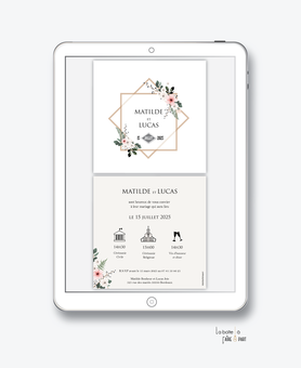 faire-part mariage numérique-faire part mariage digital-faire part numérique-pdf numérique-faire part mariage-faire-part à envoyer par mms-par mail-réseaux sociaux-whatsapp-facebook-messenger-bouquet champêtre-fleurs-fougére-pictogramme-timeline