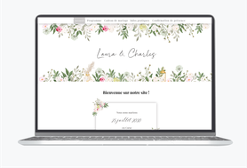 Site internet de mariage-Site de mariage - wedding website-assorti au faire-part-Arche-fleurs-bohème-champêtre-lanterne-mariage laïque-arche en bois-pampa-
