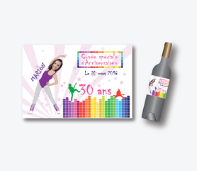 Etiquette de vin anniversaire femme coloré