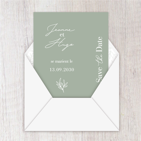 Save the date mariage gif animé- Save the date mariage virtuel-Save the date mariage digital-Save the date mariage numérique animé-électronique-à envoyer via les réseaux sociaux-whatsapp-facebook-messenger-mms-chic-raffiné-elegant-couleur sauge-brin sauge