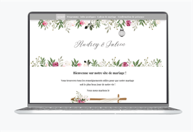 Site internet de mariage-Site pour mariés-Site de mariage - wedding website-assorti au faire-part-arche-fleurs-lanterne-voilage-sauge