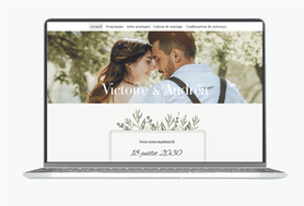 Site internet de mariage-Site pour mariés-Site de mariage - wedding website - assorti au faire-part - pictogrammes - branche d'olivier-photo