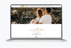 Site internet de mariage-Site pour mariés-Site de mariage - wedding website pampa-assorti au faire-part-feuillage-végétal