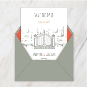 Save the date mariage gif animé- Save the date mariage virtuel-Save the date mariage digital-Save the date mariage numérique animé-à envoyer via les réseaux sociaux-whatsapp-facebook-messenger-mms-domaine-provençal-cyprès-portail fer-vignes-chic-vignoble
