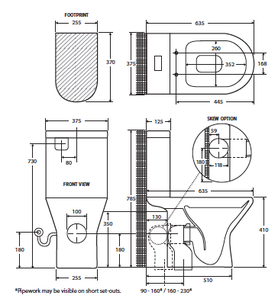 Chica closed coupled toilet left hand skew right hand skew trap 