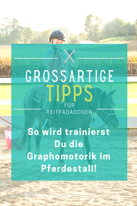 Schreiben lernen im Pferdestall geht ganz einfach - wenn man weiß, wie! In deine reitpädagogischen Einheiten kannst Du ein Graphomotoriktraining integrieren. Wir erklären Dir, wie Du Deine Reitschulkinder am besten anleitest.