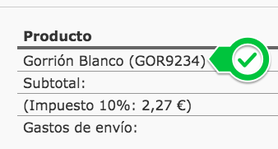 Extracto del pedido