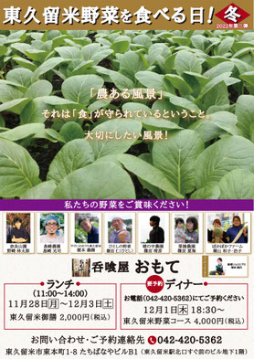 2022年11月28日~ 東久留米野菜を食べる日!ポスター
