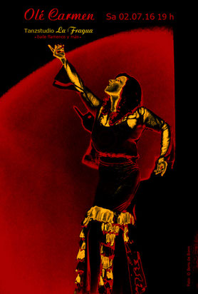 Titelfoto zum spanischen Sommerfest 2016 im Tanzstudio La Fragua mit de Flamenco-Aufführung „Olé Carmen”/Color-Foto by Boris de Bonn