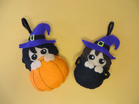Décoration Halloween sorcière feutrine, Suspension fait main vegan Halloween, Artisanat Halloween made in France