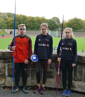 Beim Werfertag in Gladbeck am Start waren die heimischen Sportler (von links) Kilian Seidel, Malin Böhl und Aaliyah Keller.