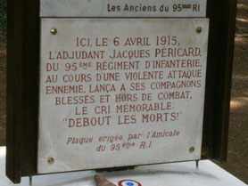 Plaque commémorative la Croix des redoutes au Bois Brûlé Saillant de Saint-Mihiel
