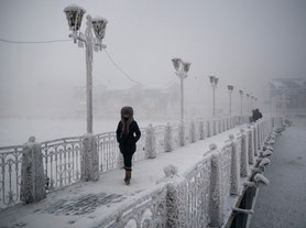 この画像はシベリアの都市イルクーツクの写真で－３１℃の世界です。
